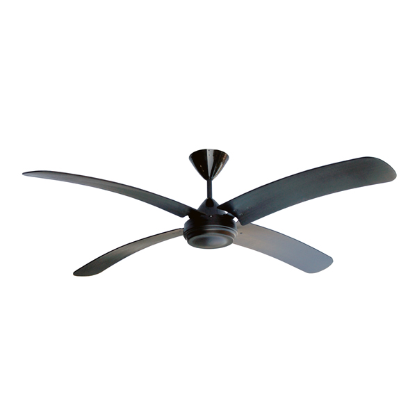 Ceiling Fan With Black Motor And Wooden, Black 4 Blade Ceiling Fan